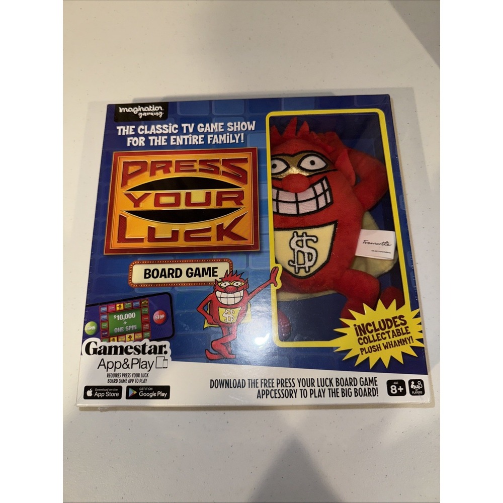 Press Your Luck Board Game Gamestar App & Play with Collectible Plush Whammy NEW